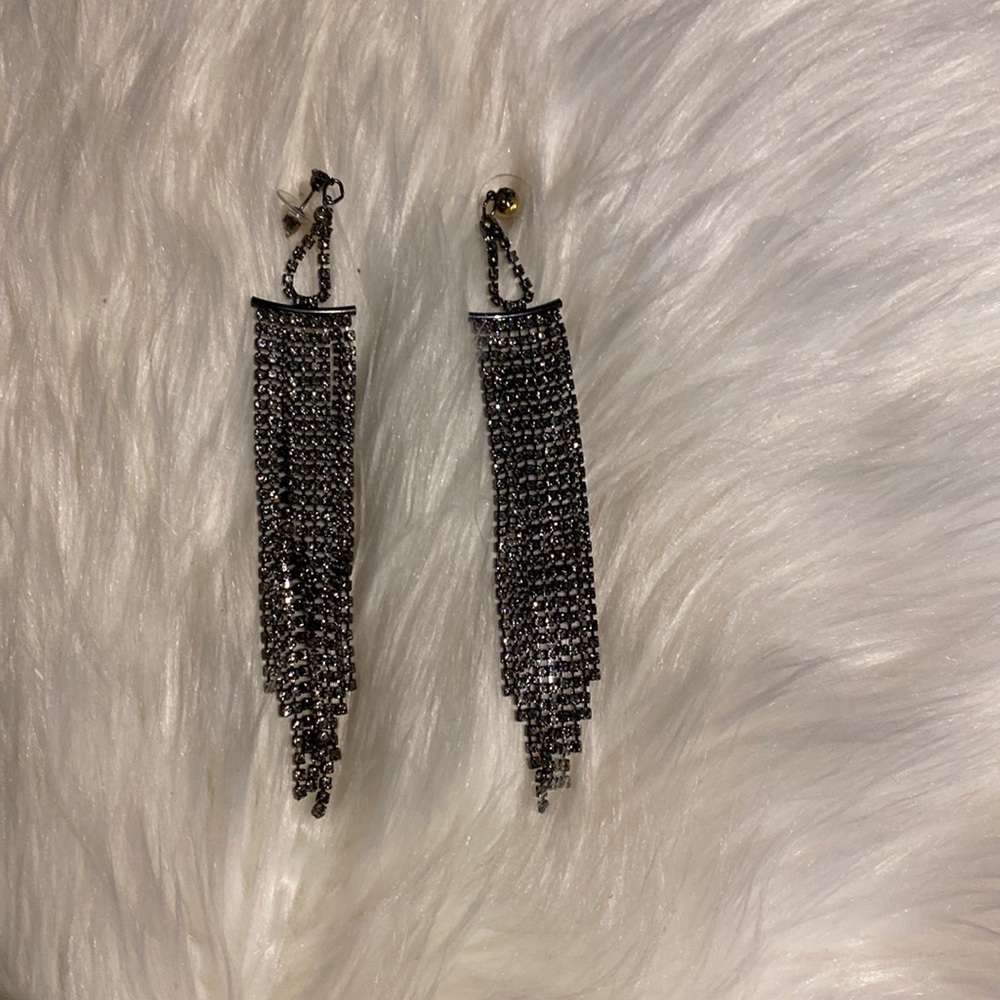 Guess by Marciano Earrings Gray Large Chandelier Style with rhinestones